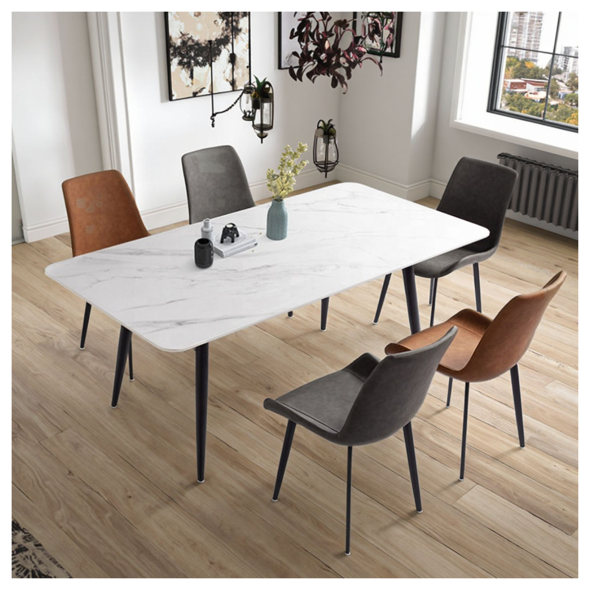 Fenno Stone Top Tapered Leg Dining Table
